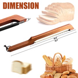 mtshopmart Sourdough Bread Knife Slicer - [Left] Handed Bread Knife for Homemade Bread with Serrated Stainless Steel Cutting Blade - Wooden Bread Bow Knive with Blade Cover, Storage Bag & Screwdriver