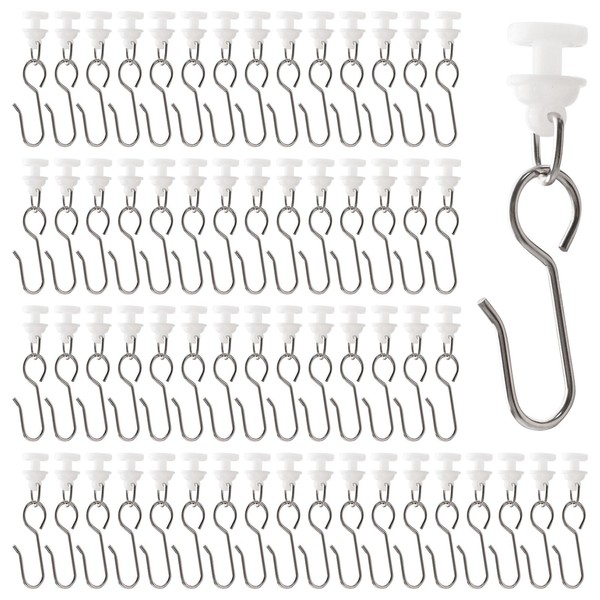UFURMATE Curtain Hooks and Gliders Set, 100Pcs Stainless Steel S