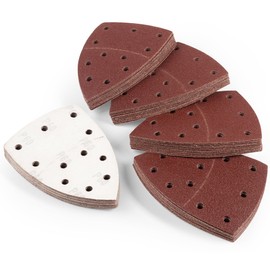 Shawya 50 PCS Mouse Sander Sandpaper for Mouse Sander 11 Hole Detail Sandpaper Sanding Paper 60 Grit Hook and Loop Sander Pads Triangular Sanding Sheets Abrasive Sanding Paper