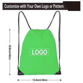 Mochila con cordón a granel, bolsa de poliéster para gimnasio y deporte, Verde