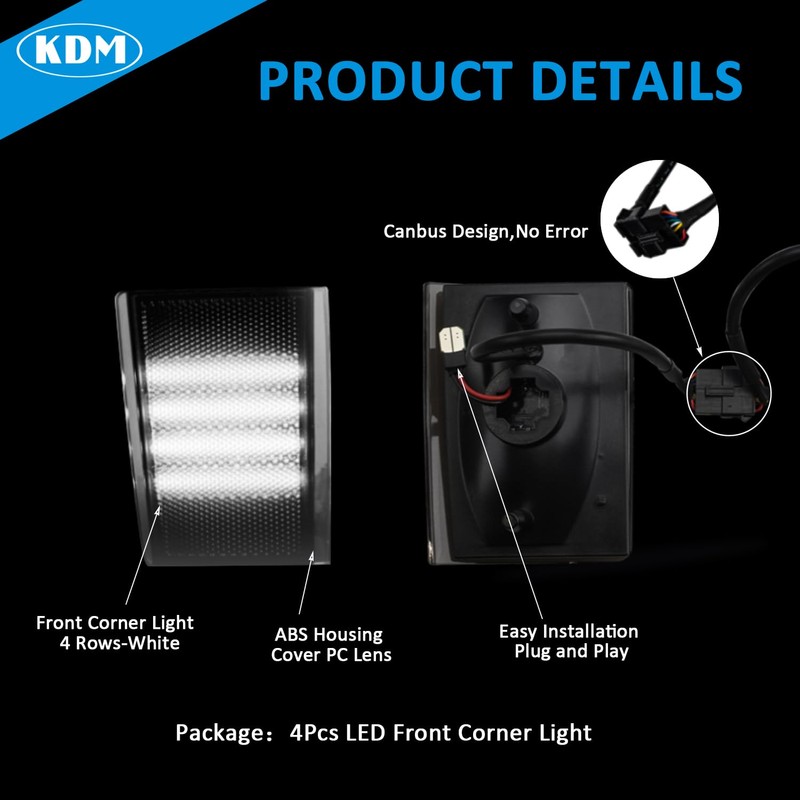 KDM Smoked Lens LED Front Bumper Corner Side Marker Light