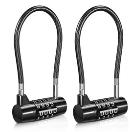 ORIA Long Shackle Combination Padlock, 4 Digit Combination Cable Lock, Resettable Waterproof Gate Lock with 6.9 Inch Steel Cable, for Outdoor Gym School Locker Fence Toolbox