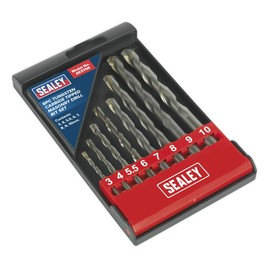 Sealey AK5708 Tungsten Carbide Tipped Masonry Drill Bit Set 8pc , Black