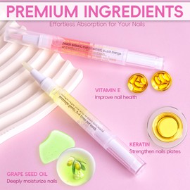 2PCS Cuticle Oil Pen for Nails,Nail Oil Pen for Nail Care,Cuticle Oil for Nails with Nail File,Nail Oil Cuticle Prevent Dry Cracking and Hangnails,Deep Nourishment(Cherry & Lemon Flavor)