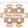 Happy Birthday Table Runner, Floral Garden Flowers Design Kitchen Dining