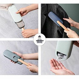 Navy Otter ™ Pet Hair Removal Brush, Japanese-Styled Minimalism Reusable Brush, Dog and Cat Hair Remover ABS Brush with Wooden Handle, Minimalist Hair Removal for Clothes and Couch (Charcoal Grey)