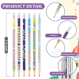 Feifeiya 96 Pcs Ramadan Eid Mubarak Gifts, Eid Pencils Ramadan Wristbands, Ramadan Mubarak Party Favors Muslim Gifts for Kids Students Classroom Ramadan Kareem Party Supplies(Ramadan Style)