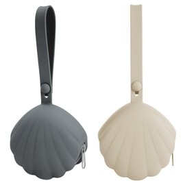 Lovbaby Silicone Pacifier Holder Case, Portable Leakproof Design Baby Pacifier Storage Case, BPA-Free, Easy Clean, 2 Pack (Shifting Sand+Dark Grey)