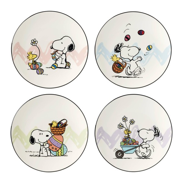 Lenox Lenox 895684 Peanuts Easter Snoopy 4-Piece Accent Plates Set,