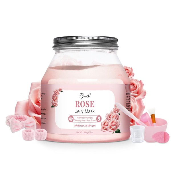 Pjordo Jelly Masks for Facials Professional, Bulgarian Rose Hydrating &