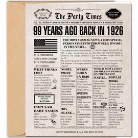 DUGUTUL Vintage 99th Birthday Card, 99 Birthday Decoration, Happy 99th, Nostalgic Birthday Card for 99 Years Old Men Women, Retro 99th Birthday Party Decoration, Envelope Included