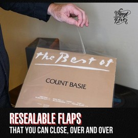 Resealable Record Outer Sleeves, Crystal Clear Premium Vinyl Record Sleeves | 12.75" X 12.75" Album Outer Sleeve, 3 Mil Premium Vinyl Sleeves, Album Protection with Flap (75 Pack)
