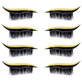 Uranian Eyeliner Stickers with Eyelashes Reusable Eyeliner and Eyelash Stickers Glitter Instant Eye Line Strip Eyeshadow Stickers Colorful Eyelid Tape for Party Eye Makeup Tool for Women (Yellow)