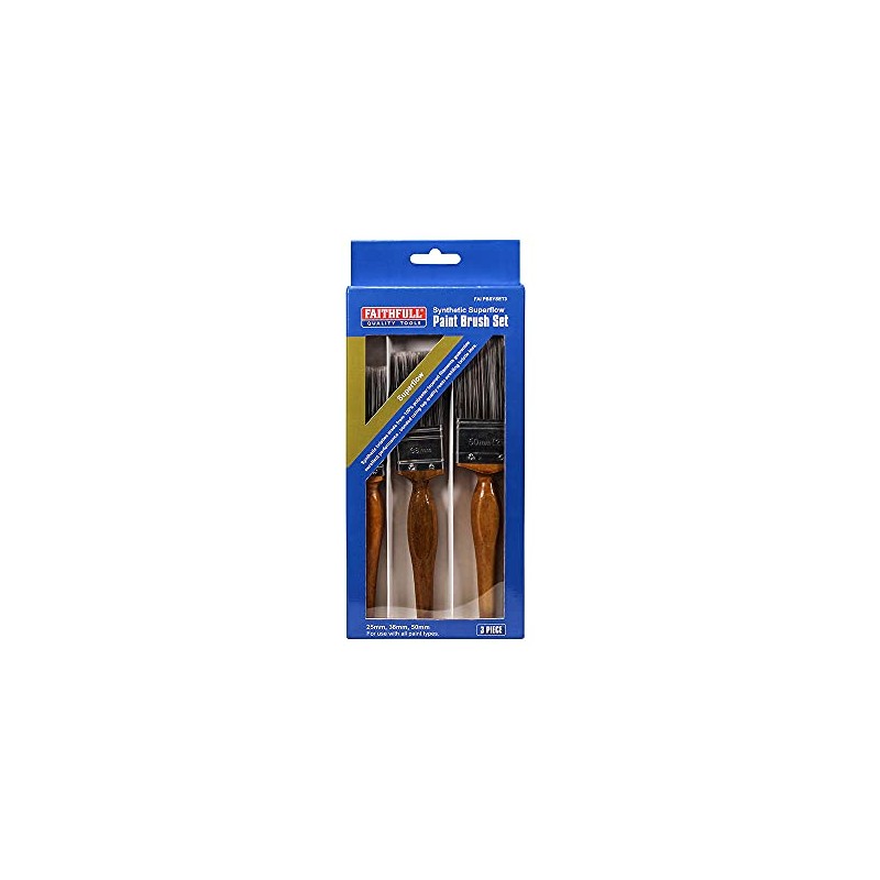 Faithfull FAIPBSYSET3 Superflow Synthetic Paint Brush Set of Three: 25,