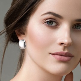 BOUTIQUELOVIN 14K Dupes Earrings Gold Silver Hoop Earrings Women's Wide Earrings Gold Silver Gift for Women Girlfriend Mum Girls, Sterling Silver, No Gemstone