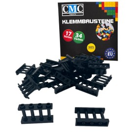 CMC imports 10 x Railing / Fence 15332 Clamping Blocks Various Colours to Choose From Building Blocks 1 x 4 x 2 Nubs Fence Panels Compatible Items (650 - Black)