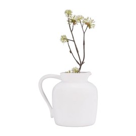 Jarrón de cerámica de 6 pulgadas de largo x 4 pulgadas de ancho x 5 pulgadas, acabado blanco, mango grande y base cilíndrica, elegante y versátil para decoración de bodas, centros de mesa y decoración