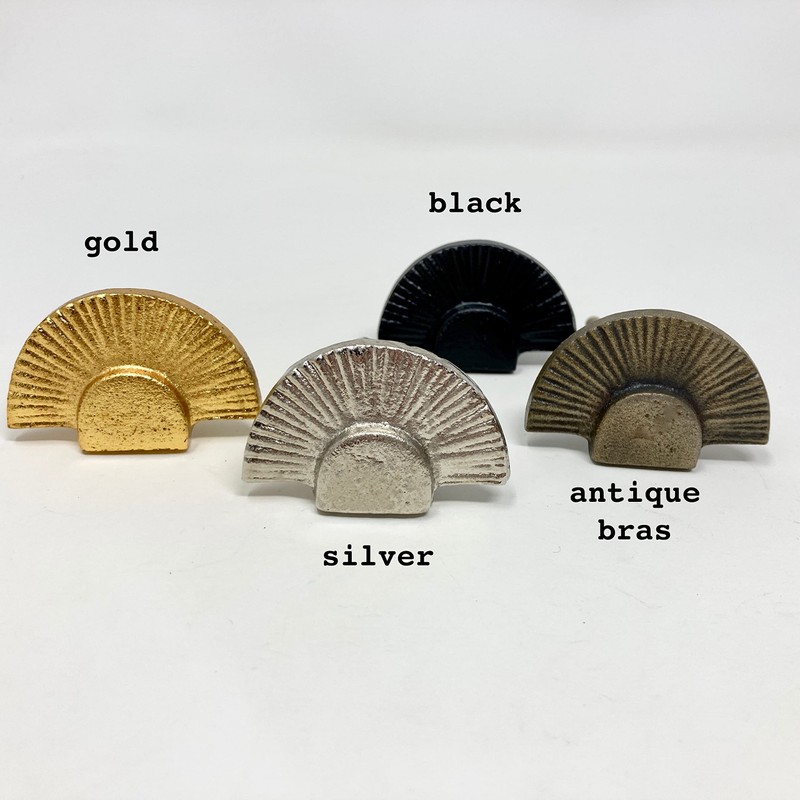 Art Deco Half Fan Knob Iron Knob, Kitchen Knob, Vintage