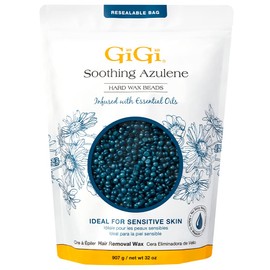 GiGi Soothing Azulene Hard Wax Beads, Gentle Formula for Sensitive Skin, No Strips Needed for Full Body & Face Waxing, 32 oz, 1-pack