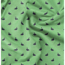 Soimoi Green Cotton Duck Fabric Black Duck Bird Print Sewing Fabric BTY 56 Inch Wide