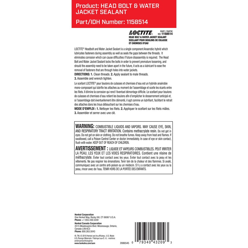 Loctite 1158514 Head Bolt and Water Jacket Sealant