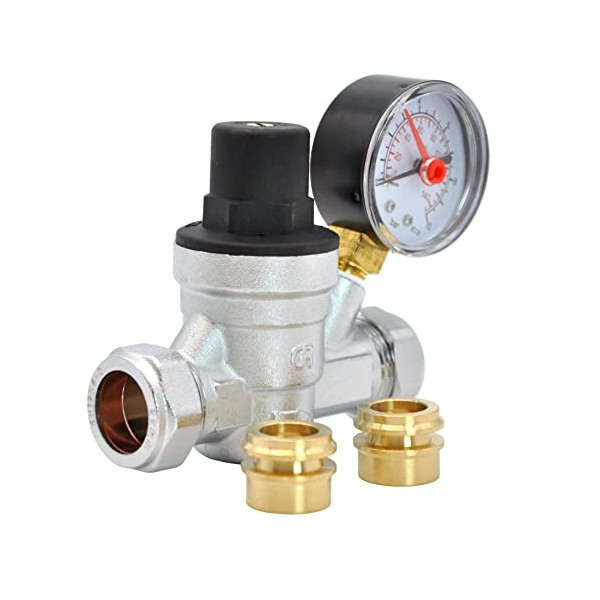 Water Pressure Reducing Regulator Valve for 22mm Commpression & 15mm Copper Piping Adjustable 1-6 Bar Including Kudos Trading Next Working Day Prime Delivery