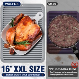 Walfos Large Silicone Trivet 16x12 Inch, Hot Pads for Kitchen, Heat Resistant Pot Holders Trivets for Hot Dishes, Hot Pots and Pans, Quartz Countertops, Gray