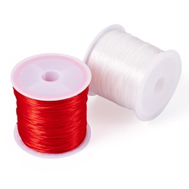 Cheriswelry 0.8MM Crystal Elastic String Cord Red White Stretchy Bracelet String Finishing Line Thread for Necklace Earring Beading Jewelry Making Crafts
