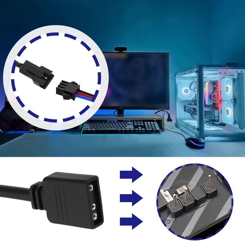 ECSiNG 2Pcs 5V 3Pin ARGB Female to SM Male Adapter