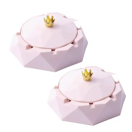 Posacenere in acciaio inox con coperchi, antivento, per uso interno o esterno, posacenere per fumatori, posacenere per scrivania, decorazione per casa, ufficio, rosa, 2 pezzi