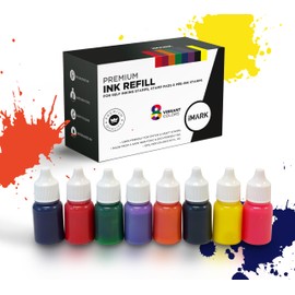 IMARK Premium 8 Vibrant Colors Water-Based Ink Refill for Stamps and Ink Pads (0.33 oz/10ml per Color)