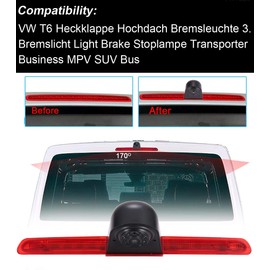 4.3 Inch TFT LCD HD Monitor + Reversing Camera Set: Tailgate Third 3rd Brake Light Rear View Camera Waterproof Car Rear View Camera for VW T6 Bus Transporter Business (1 Door) from 2016 Year of