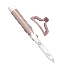 Conair Double Ceramic 1 ¼-Inch Curling Iron with Claw Clip, 1 ¼ -Inch Barrel Creates Loose Curls, Hair Curler for Use on Medium & Long Hair, White/Rose Gold
