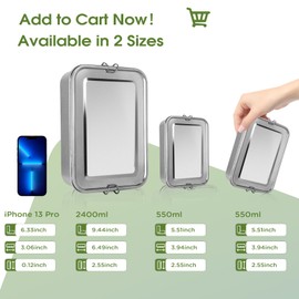 SUTETLW 304 Stainless Steel Bento Box 3 Pack - Stainless Containers With Lids - Leak-Proof & Stackable - 2400/550/550ml - Food Storage for Soup, Salad, Leftovers
