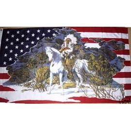 Native American Indian Chief on Horse 3'x2' Flag