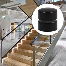 UKCOCO Handrail End Cap: 45mm/1.77 Round Hand Railing End Caps Stainless Steel Staircase Hand End Cover for Wooden Handrail,2 pcs,Black