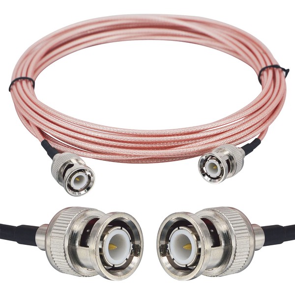 Boobrie 5M Coaxial Cable BNC Male to BNC Male 50Ω RG316 Cable 2.5D-2V Similar to BNC Plug 1 with BNC Connector Ends