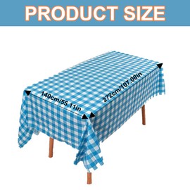 Plastic Tablecloth, 1 Piece Blue White Checked Tablecloths, Tablecloth Checked Blue White, Waterproof Birthday Tablecloths for Party, Children's Birthday, Wedding, Multicoloured, 140 x 272 cm