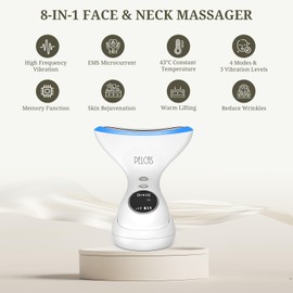 PELCAS Face Massager with LED Display 3 Light Modes Face Massager Electric EMS Facial Massager 43℃ Face Lifting Device High Frequency Vibration for Wrinkle Anti-Aging Neck Skin Tightening Lifting