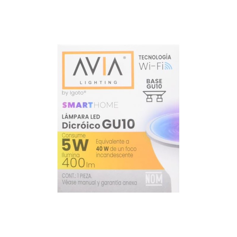 iGoto Foco Inteligente Dimmable GU10 Wifi AVIA, RGB 2700 a