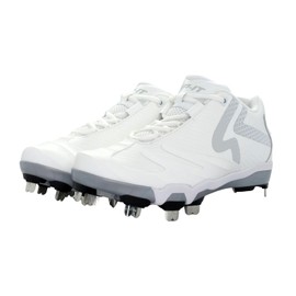 RIP-IT SwiftStep Ringor Pro Metal Spike Softball Shoes| Size 9.5| White/Grey