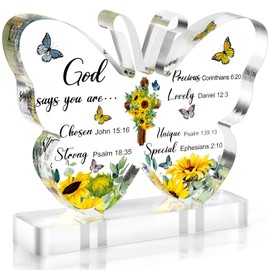 ZEEYUAN Christian Gift for Women, Inspirational Gifts for Girl, Acrylic Butterfly with Bible Verse and Prayers Religious Gifts Scripture for Home,Office Decor