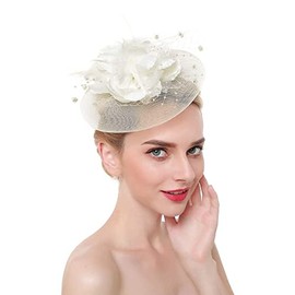 Women Ladies Fascinators Hat Wedding Fascinators Tea Party Hat Flapper Pillbox Hat Bowler Ascot Race Hat Feather Flower Fascinator with Headband Hair Clips Headdress Headpieces Bride Hair Accessories