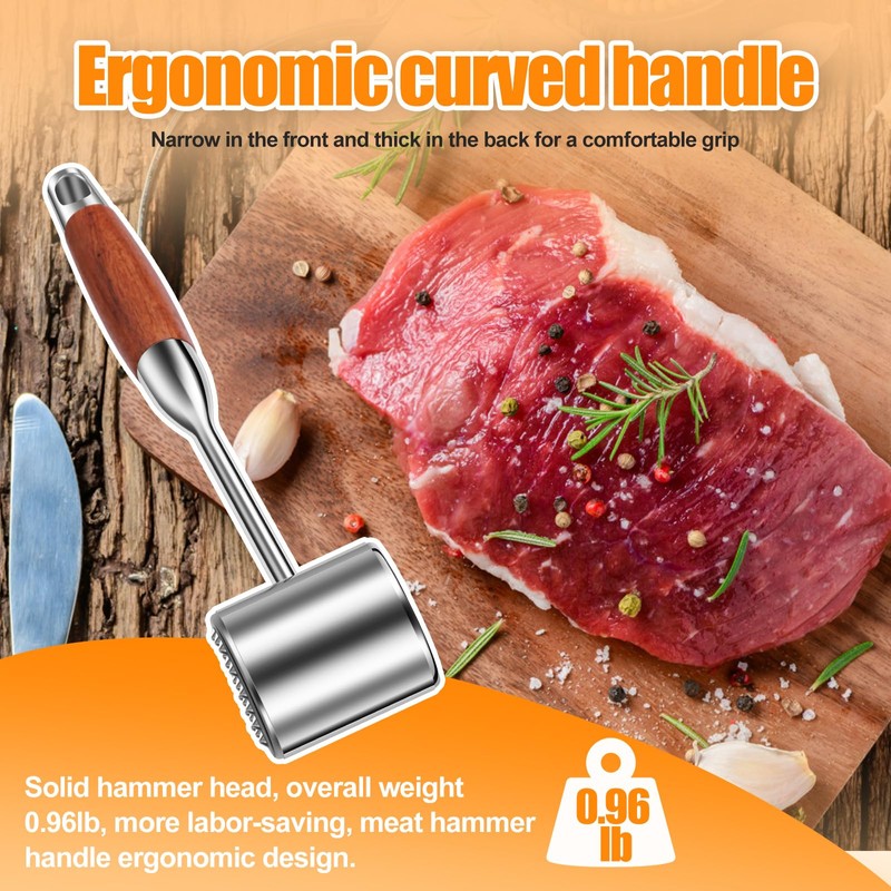 5PC 1.1Lb Dual-Side Meat Tenderizer Hammer, Heavy Duty Mallet with