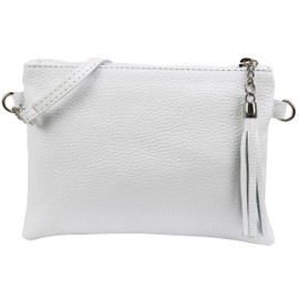 SH Leder Real Leather Shoulder Bag, Clutch Bag, Small Evening Bag, 22 x 15 cm, Anny, G248 - White -