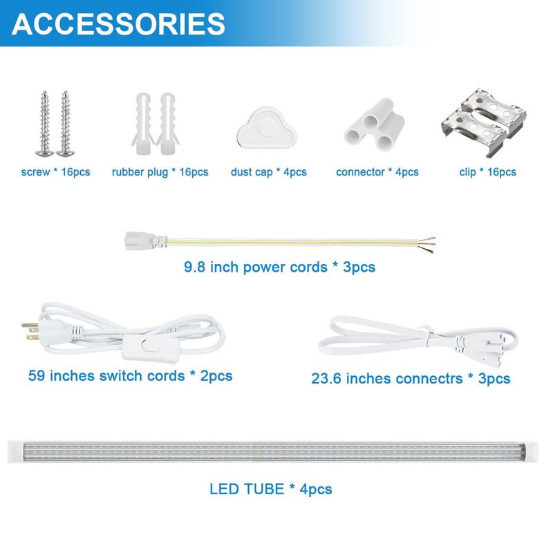 SHOPLED 6FT LED Shop Light, D-Shape 72W 9360LM 6000K Cool