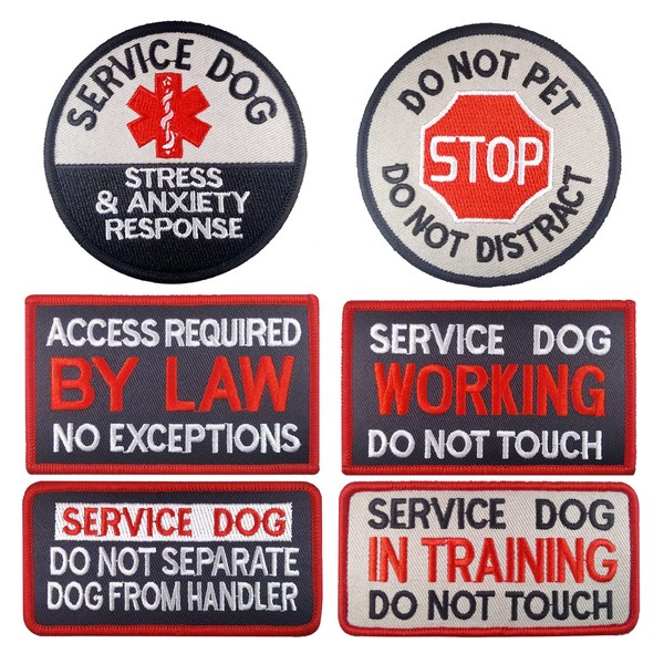 6 PCS Service Dog in Training/Working/Stress & Anxiety Response Embroidered