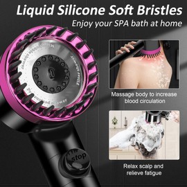 Luxsego High Pressure Shower Heads with Handheld Sprayer, Filtered Shower Head Soften Hard Water with Scalp Massager for Skin & Hair Care, 3 Settings Multi Functional Detachable Shower Head (Black)