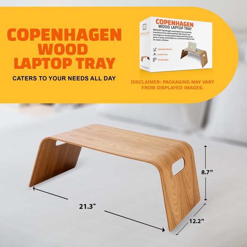 IMPULSE! Copenhagen Wood Laptop Tray - Bed & Breakfast Serving