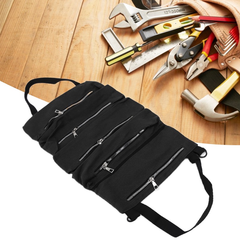Tool Storage Bag Canvas Foldable Zipper Design Lightweight and Durable